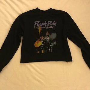 Prince Purple Rain Long Sleeve Crop Top